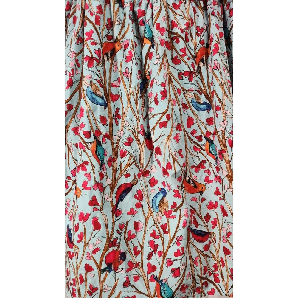 Retrolicious Women 3X Bird Print Fit Flare Spring Dress Side Zip 100% Cotton USA - Picture 3 of 12